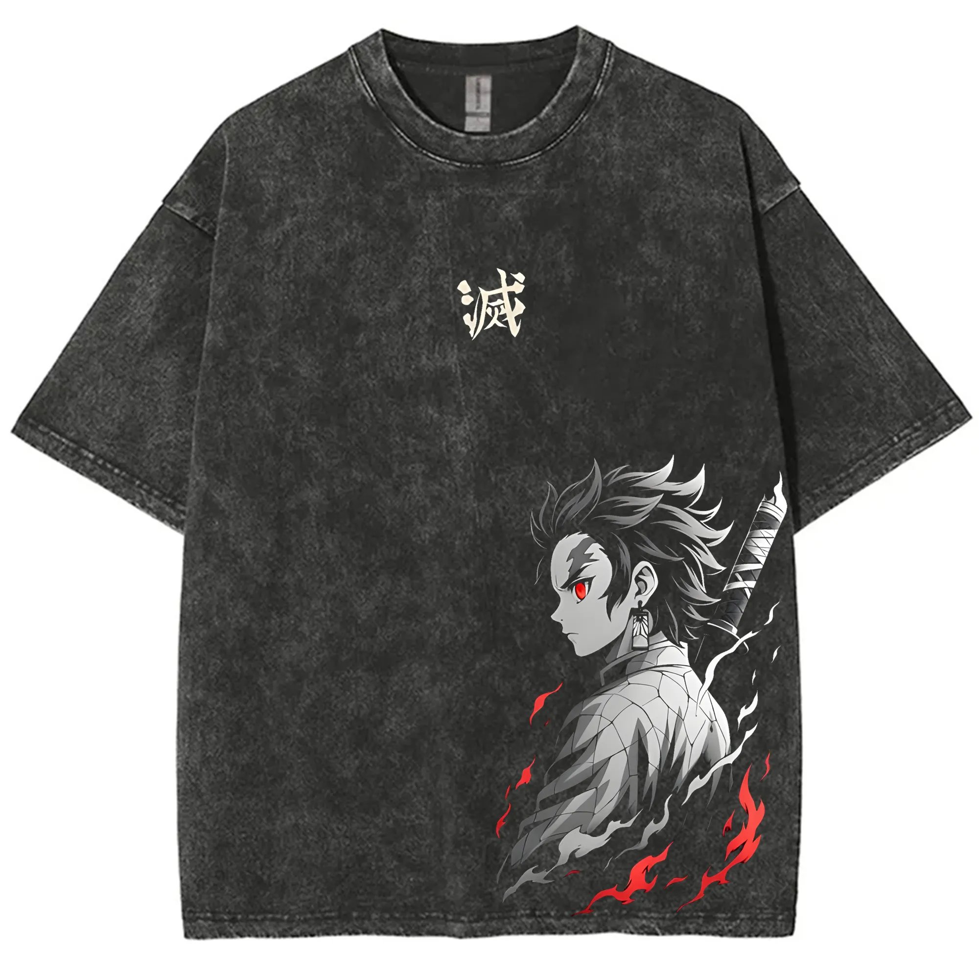 Anime Cosplay Pokemon - Streetwear demon slayer vintage lavado gráfico