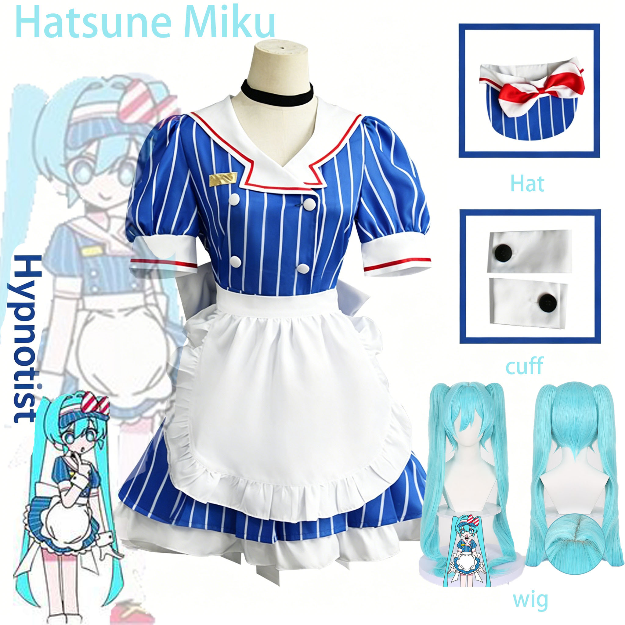 Cosplay Duo Anime - Fantasia Completa de Empregada Anime Hipnotista: