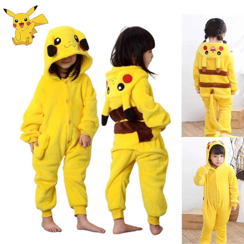 Anime Cosplay Pokemon - Pokemon pikachu flanela quente homewear crianças