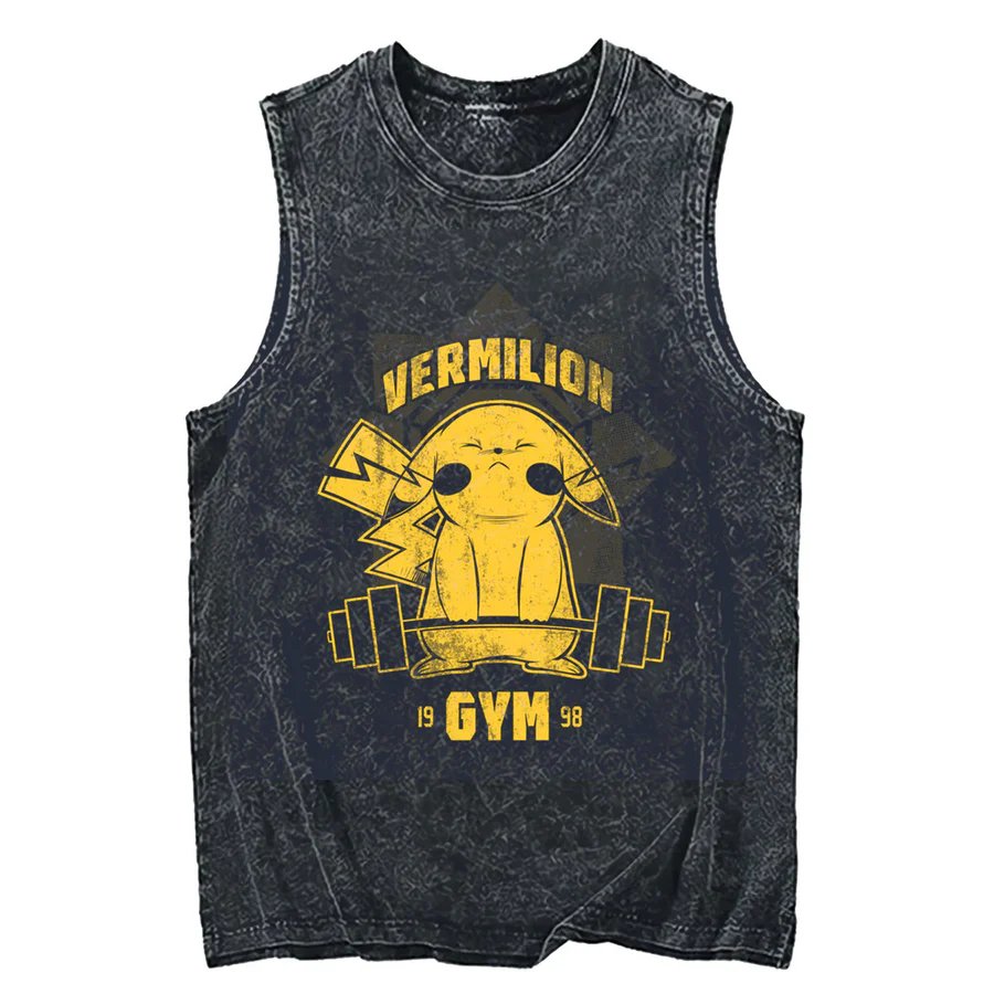 Anime Cosplay Pokemon - Camiseta Regata Oversized de Algodão Estampada
