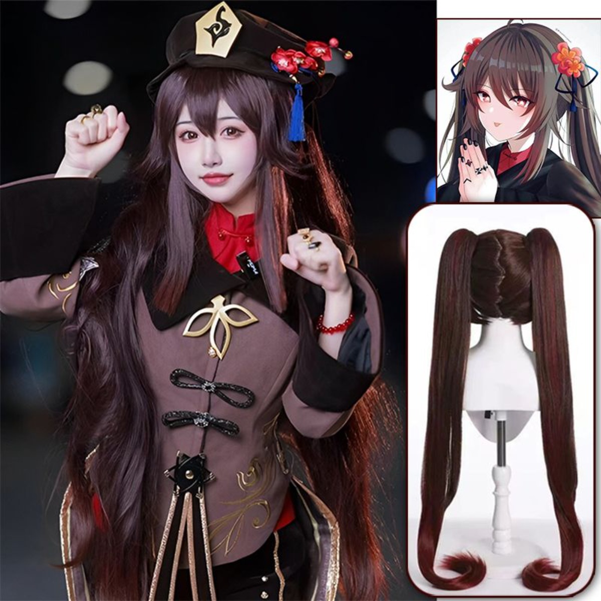 Genshin impacto hu tao peruca  - Cosplay Duo Anime avaliação e preço